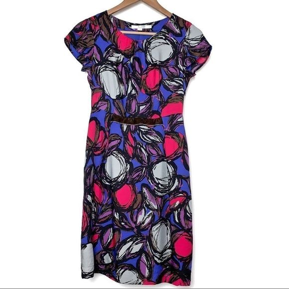 Boden Silk Blend Pink Multicolor Print Shift Dress - Picture 1 of 8